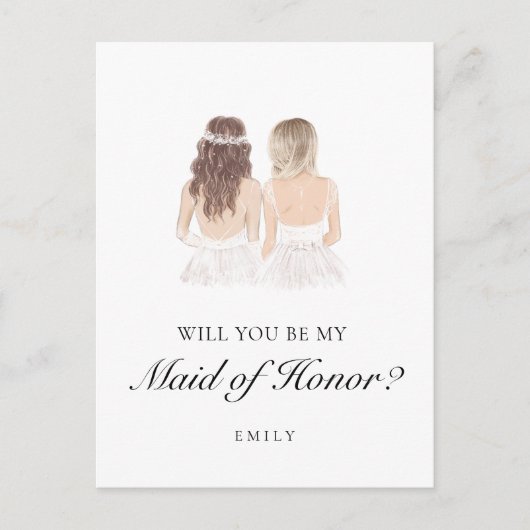 Postale Boho Besties Maid of Honor Proposition Carte posta (Devant)