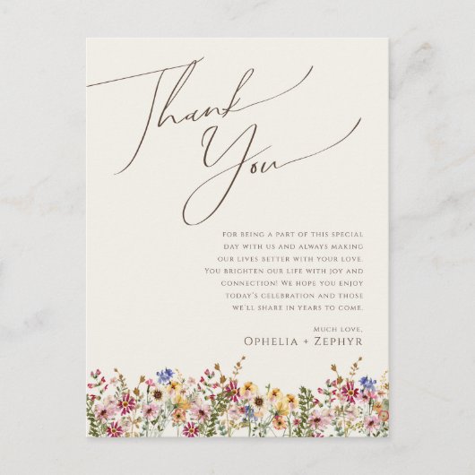 Postale Boho Fleur sauvage Beige Meadow Table Carte de rem (Devant)