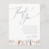 Postale Boho Fleur Sauvage d'Automne | Carte de Remercieme (Devant)