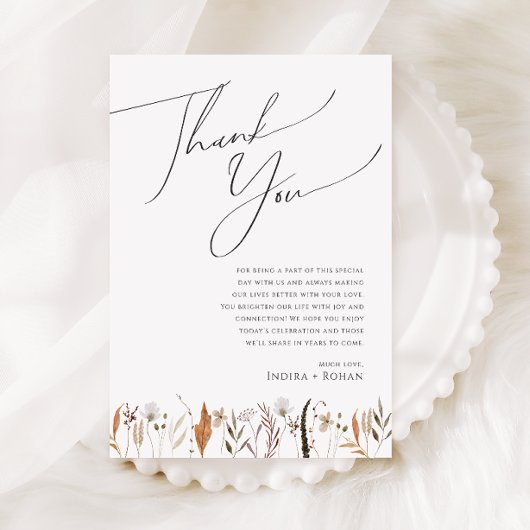 Postale Boho Fleur Sauvage d'Automne | Carte de Remercieme