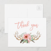 Postale boho merci carte postale, carte pour notes bohème (Devant / Derrière)