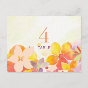 Postale Boho Watercolor Floral Mariage Carte Numéro de tab