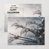 Postale Boire à manger Soit effrayé Zombie Skeleton Carte  (Devant / Derrière)