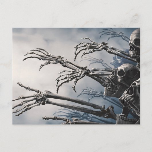 Postale Boire à manger Soit effrayé Zombie Skeleton Carte  (Devant)