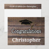 Postale Bois rustique Mots de conseil Graduation Carte pos (Devant / Derrière)