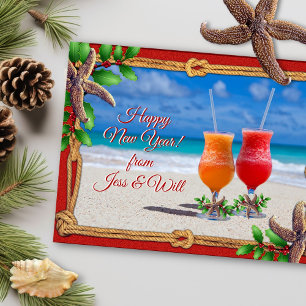Postale Boissons sur la plage Carte de vœux de vacances Co