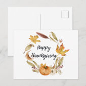 Postale Bon thanksgiving, Carte de voeux d'automne (Devant / Derrière)