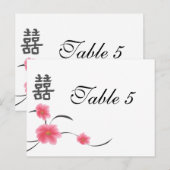 Postale Bonheur de double de fleurs de cerisier de carte (Devant / Derrière)