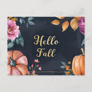 Postale Bonjour Automne carte de voeux avec fleurs