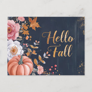 Postale Bonjour Automne carte de voeux avec fleurs