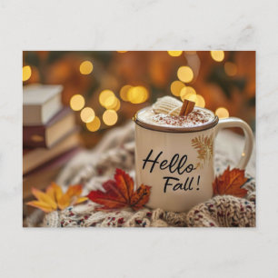 Postale Bonjour Automne carte de voeux avec tasse