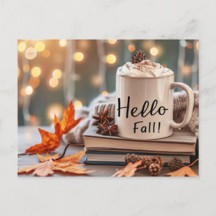 Postale Bonjour Automne carte de voeux avec tasse