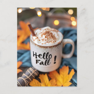 Postale Bonjour Automne carte de voeux avec tasse