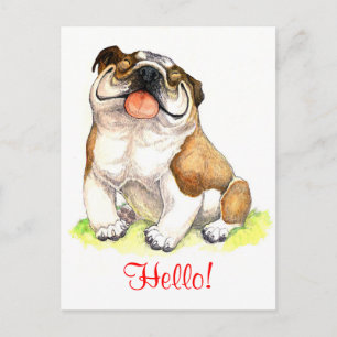 Postale Bonjour chiot bouledogue Carte de vœux