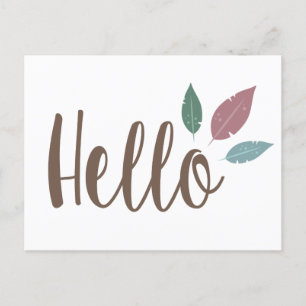 Postale Bonjour plume douce carte boho
