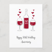 Bonne 50e anniversaire de Mariage Carte de coeur d