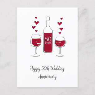 Postale Bonne 50e anniversaire de Mariage Carte de coeur d