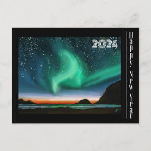 Postale Bonne Année - Carte Aurore Boréale