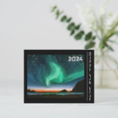 Postale Bonne Année - Carte Aurore Boréale (Debout devant)