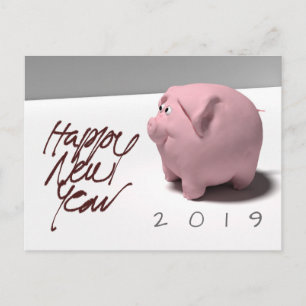 Postale Bonne année PIg 3D personnalisé Voeux Carte postal