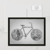 Postale Bonne Anniversaire Typographie de vélo Carte posta (Devant / Derrière)