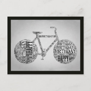 Postale Bonne Anniversaire Typographie de vélo Carte posta