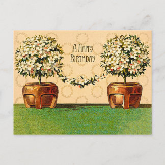 Postale Bonne Anniversaire Vintage Pots de fleurs Carte po