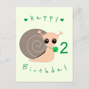 Postale Bonne carte bébé anniversaire Lucky Snail avec trè