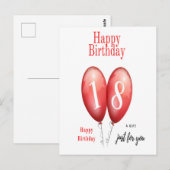 Postale Bonne carte d'anniversaire 18e (Devant / Derrière)