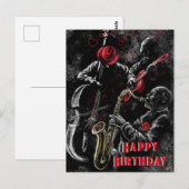 Postale Bonne carte d'anniversaire avec Jazz Music - Peint (Devant / Derrière)