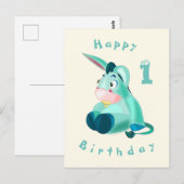Postale Bonne carte d'anniversaire - Bébé Donkey - Votre â (Devant / Derrière)