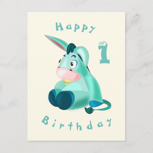 Postale Bonne carte d'anniversaire - Bébé Donkey - Votre â (Devant)