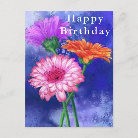 Postale Bonne carte d'anniversaire belle couleur Gerberas (Devant)