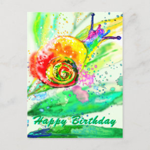 Postale Bonne carte d'anniversaire Rainbow Snail Peinture