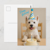 Postale Bonne carte d'anniversaire Westie (Devant / Derrière)