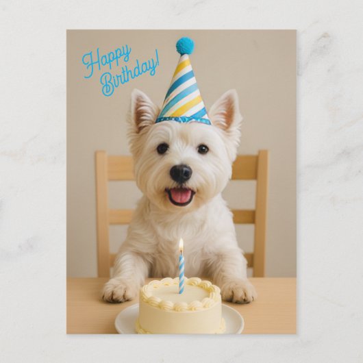 Postale Bonne carte d'anniversaire Westie (Devant)