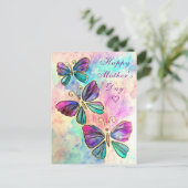 Postale Bonne carte de fête des mères avec papillons (Debout devant)