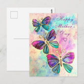 Postale Bonne carte de fête des mères avec papillons (Devant / Derrière)