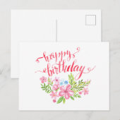 Postale Bonne carte de fleurs d'anniversaire (Devant / Derrière)