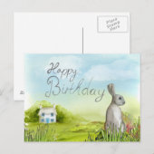 Postale Bonne carte de lapin d'anniversaire (Devant / Derrière)