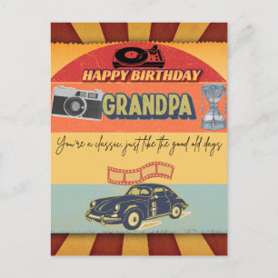 Postale Bonne carte Vintage Anniversaire Grand-pa Retro