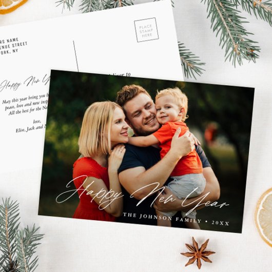 Postale BONNE NOUVELLE ANNÉE | carte de voeux de script de