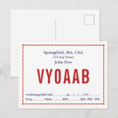 Postale Bordure de la chaîne rouge rétro de carte QSL (Devant / Derrière)