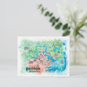 Postale Boston Massachusetts USA Illustration Carte & rout (Debout devant)