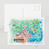 Postale Boston Massachusetts USA Illustration Carte & rout (Devant / Derrière)