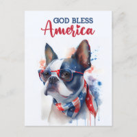 Boston Terrier, Dieu bénisse l'Amérique Carte post