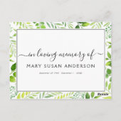 Postale Botanique Partager une carte d'assiduité funéraire (Dos)