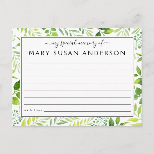 Postale Botanique Partager une carte d'assiduité funéraire (Devant)