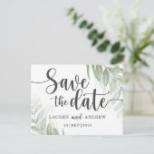 Postale Botanique & Script vert Enregistrer la date Carte (Debout devant)