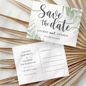 Postale Botanique & Script vert Enregistrer la date Carte
